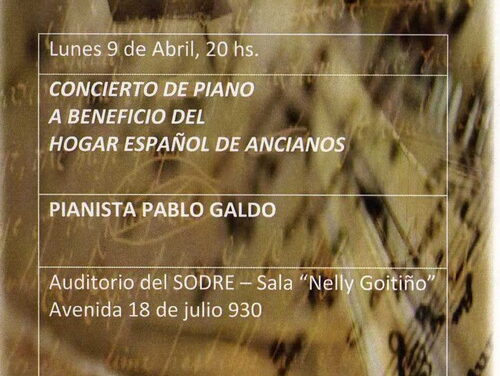 Concierto de piano de Pablo Galdo a beneficio del hogar español de ancianos.