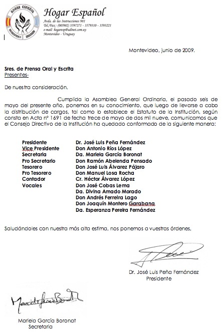 Cambio de autoridades Hogar Español