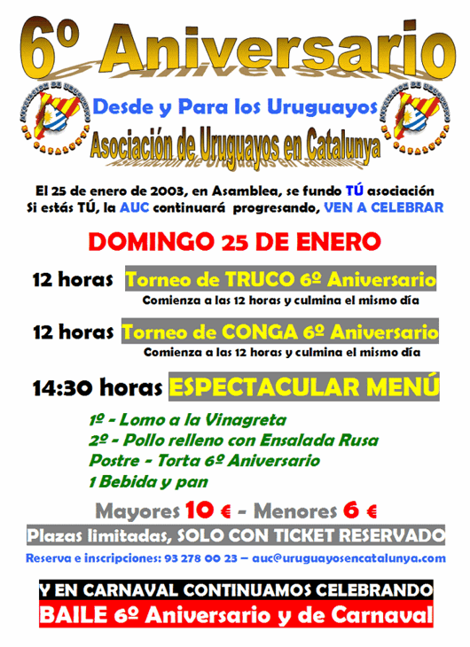 Sexto Aniversario de la Asociación de Uruguayos en Catalunya